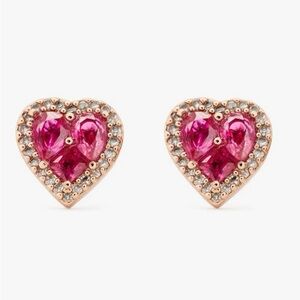 *NEW* Kate spade heart hot pink crystal ear studs earrings